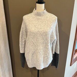 Como Vintage Colorblock Cable knit Long Sleeve Mock turtleneck sweater, Size Med